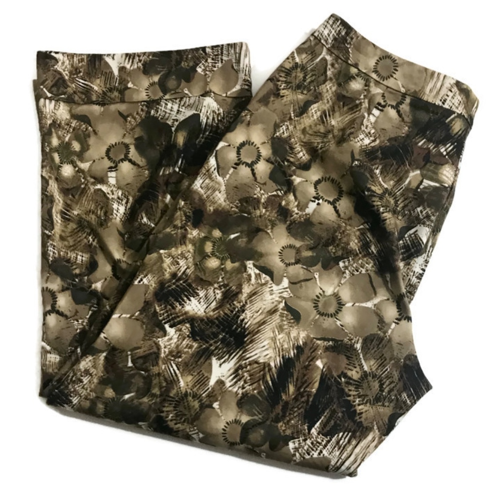 Chico's Ankle Pants Cotton Brown Floral Stretch